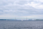 The Claiborne Pell/Newport Bridge over Narragansett Bay in Newport, Rhode Island