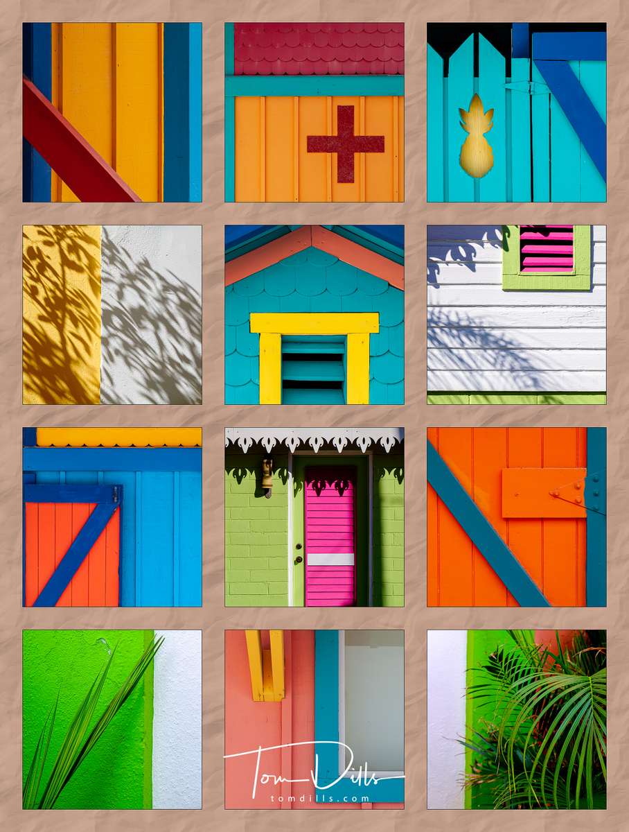selected images from various caribbean islands, printed as a 3x4 grid on 28x37{quote} canvas for a home in charlotte