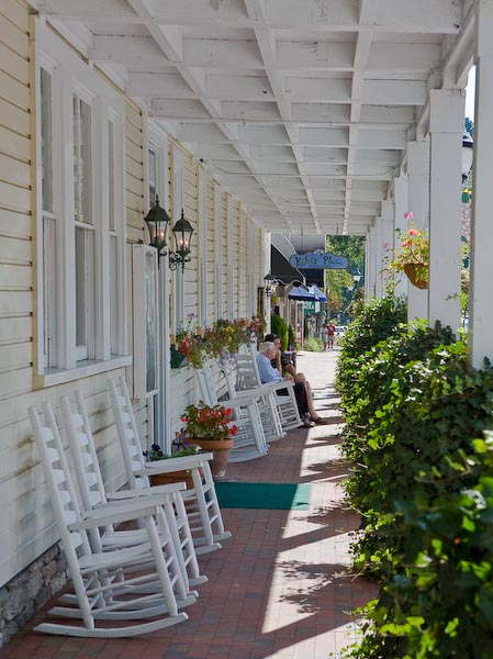 Front porch of The Highlands Inn