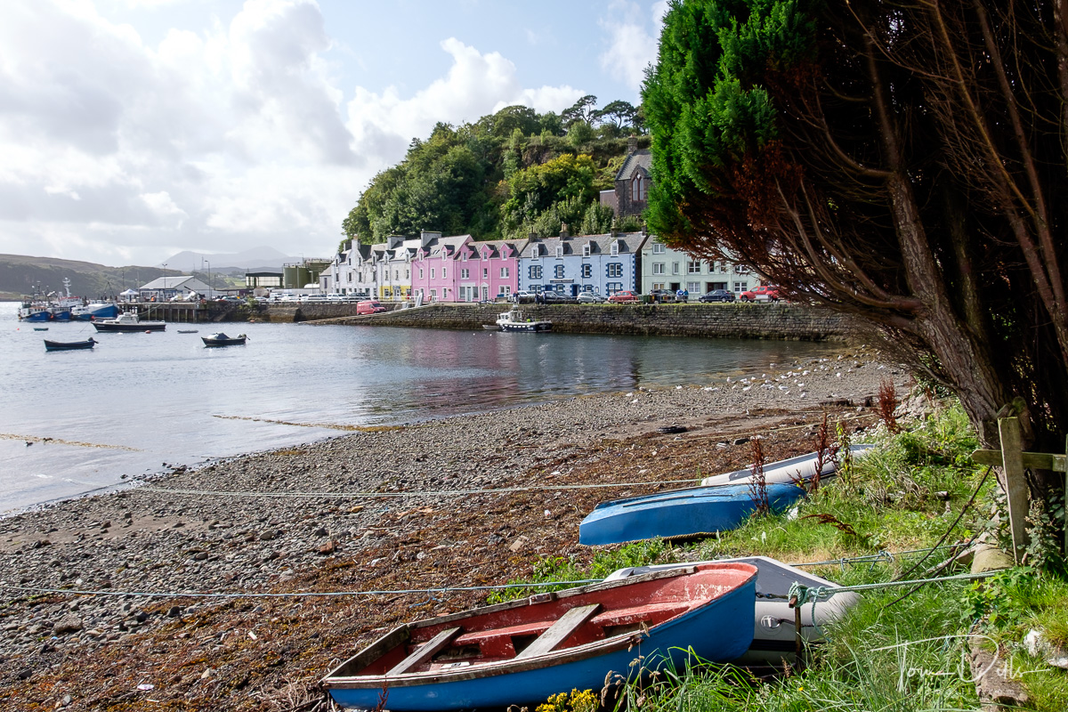 View of Portree and the Loch Portree waterfront