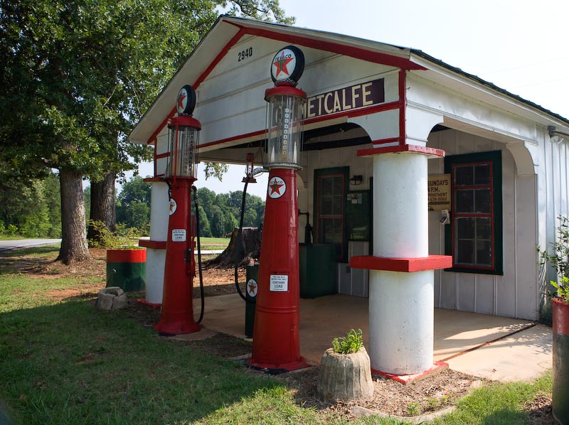 Former train and gas station in Metcalfe, North Carolina.  Now operates as a history center and museum.