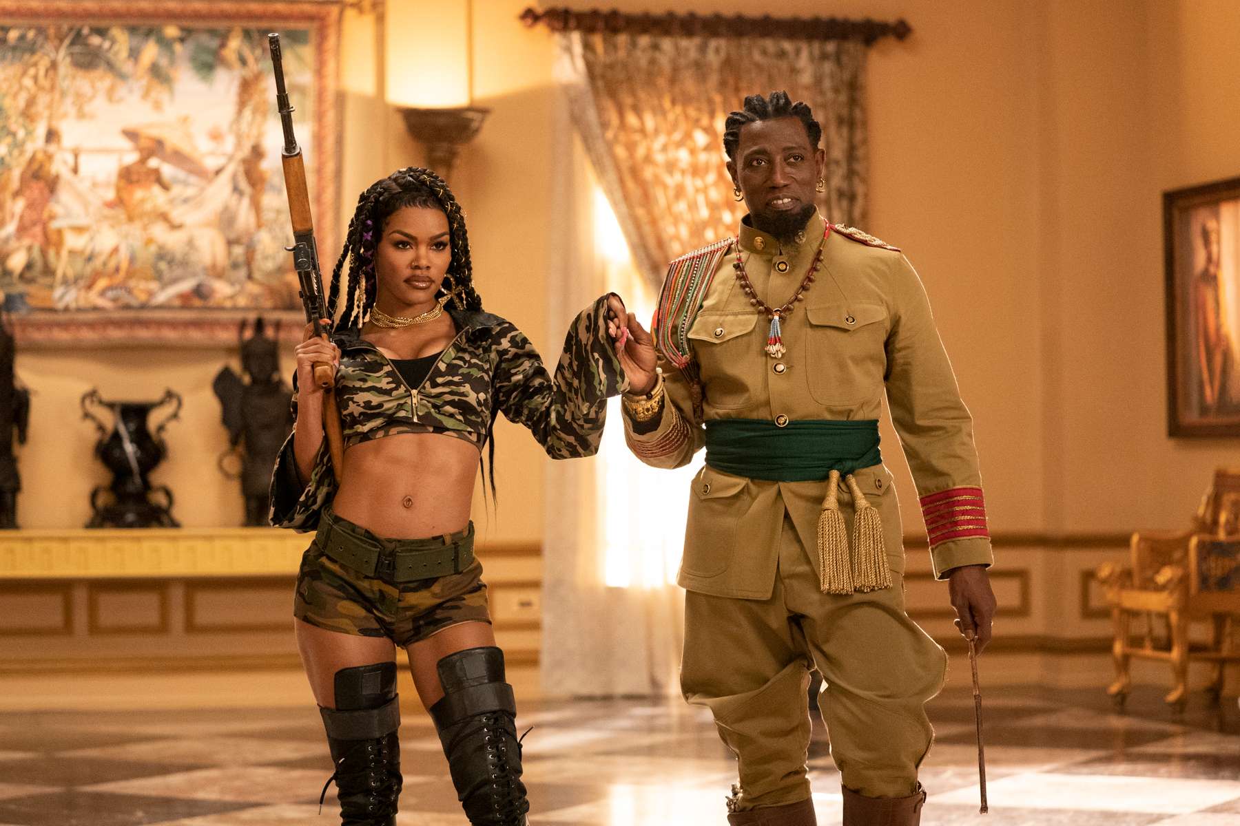 Teyana Taylor and Wesley Snipes star in COMING 2 AMERICAPhoto: Quantrell D. Colbert© 2020 Paramount Pictures