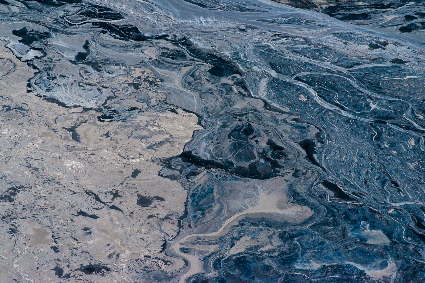 Tailings. Alberta Tar Sands, Oil Sands, Northern Alberta, Canada.