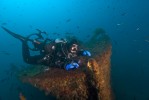 This is the top of the 80-year old wreck, {quote}the Valiant{quote} sitting in about 95 feet of water just off of Catalina Island.