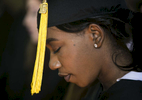 May 22, 2016 - Paige Madison closes her eyes and sits in quiet reflection during the final chapel the St. George's class of 2016 will have together before their commencement ceremony at the school. {quote}We viewed coming here differently than our peers here or outside of these walls. As far as black students going off to college, we've broken racial boundaries and geographical boundaries and socioeconomic boundaries, so now we are ready for what comes next.{quote} she said. (Mike Brown/The Commercial Appeal)