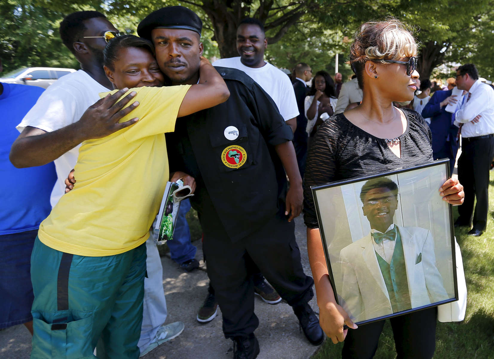 July 13, 2016 - Mary Stewart (right) holds a photo of her son, Darrius Stewart, before a press conference outside The Commercial Appeal. Attorneys for the family of Darrius Stewart announced they have filed a $17 million wrongful death lawsuit against former police director Toney Armstrong and former MPD officer Connor Schilling and the City of Memphis. Stewart was killed during a traffic stop on July 17, 2015. (Mike Brown/The Commercial Appeal)