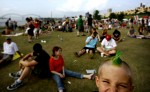 Stephen Wilbanks, 7, from West Memphis, shows off his attitude and green mohawk while enjoying the music at the Memphis In May Music Festival.(Mike Brown/Memphis Commercial Appeal)