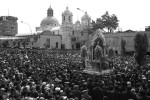 Thousands of Peruvians gather downtown to celebrate Senor de los Milagros (Our Lord of Miracles) outside the Church of Nazarenas. 