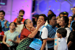 May 26, 2016; National Harbor, MD, USA; Jairam Hathwar, 13, of Painted Post, N.Y., celebrate as co-champion during the 2016 Scripps National Spelling Bee at the Gaylord National Resort and Convention Center. Mandatory Credit: Christopher Powers-USA TODAY NETWORK ORG XMIT: USATSI-269288 (Via OlyDrop)