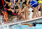 Jason McKibben - jmckibben@poststar.comGlens Falls\' Mia Cote gets a lot of vocal encouragement from her teammates as she swims in the 100-yard butterfly event against Queensbury Thursday, September 29, 2011, at Glens Falls High School. Cote finished in 1st place with a time of 1:05.66.  