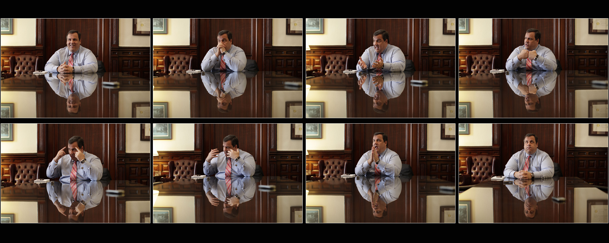 NJ Governor Chris Christie  interviewed for a story on his first 100 days in office. Photographed for The Star-Ledger