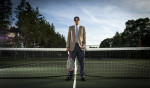 Cardiologist Dr. Ramzan M. Zakir MD is an avid Tennis player. He is photographed at Buccleuch Park in New Brunswick, NJ for Saint Peter's University Hospital.