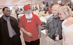 Shawn Simons and Alvaro Llanos in the newsroom just prior to the announcement of The Pulitzer Prizes (2001).   Matt and Pulitzer Prize Finalist (two- time finalist & NYT Best selling Author) Robin Gaby-Fisher at right.  