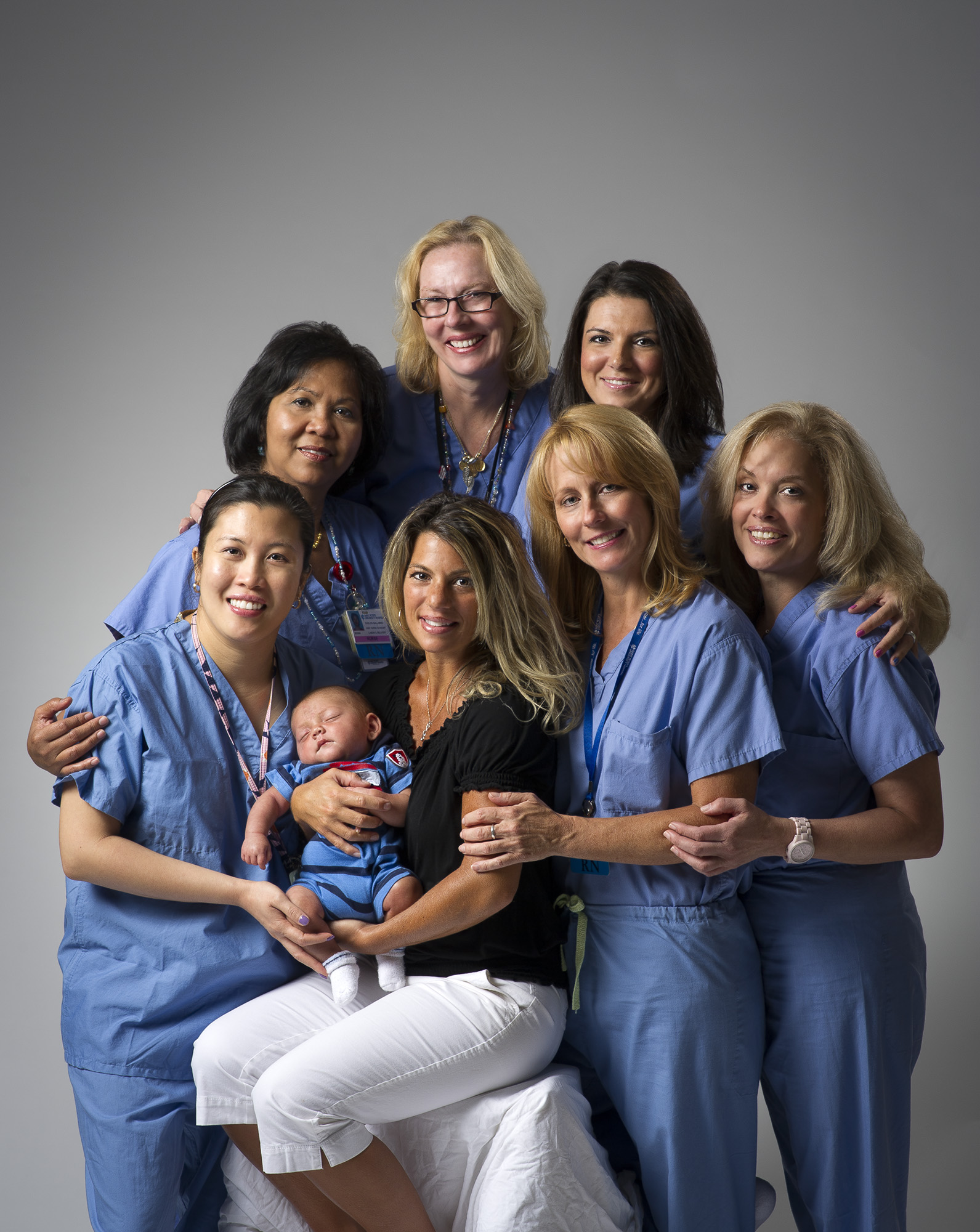 Nurses who assisted during a difficult birth.  Photographed for Saint Peter's University Hospital