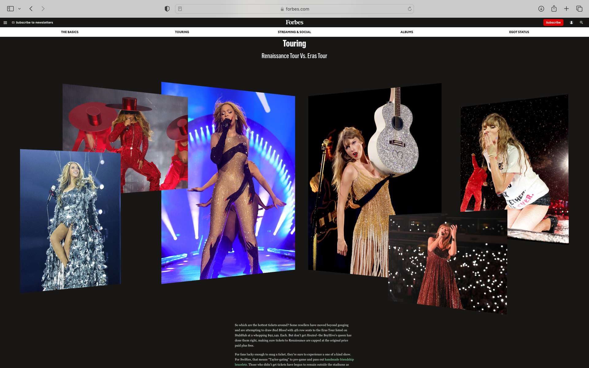 Beyonce vs. Taylor  |  Photo research + edit for Forbes, 2023
