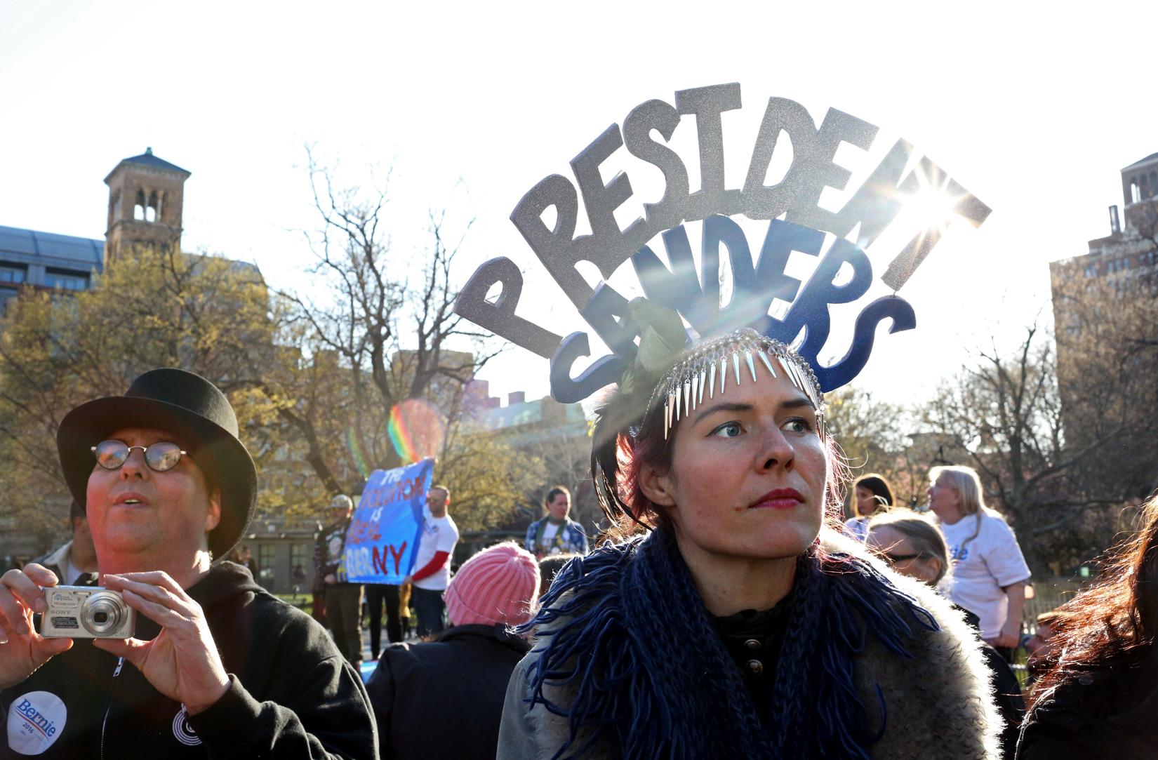 Michelle Palmer, 36, U.S. Presidential candidate Bernie Sanders (I-VT) to speak at Washington Square Park in Manhattan, NY, on April 13, 2016. (For Washington Post)