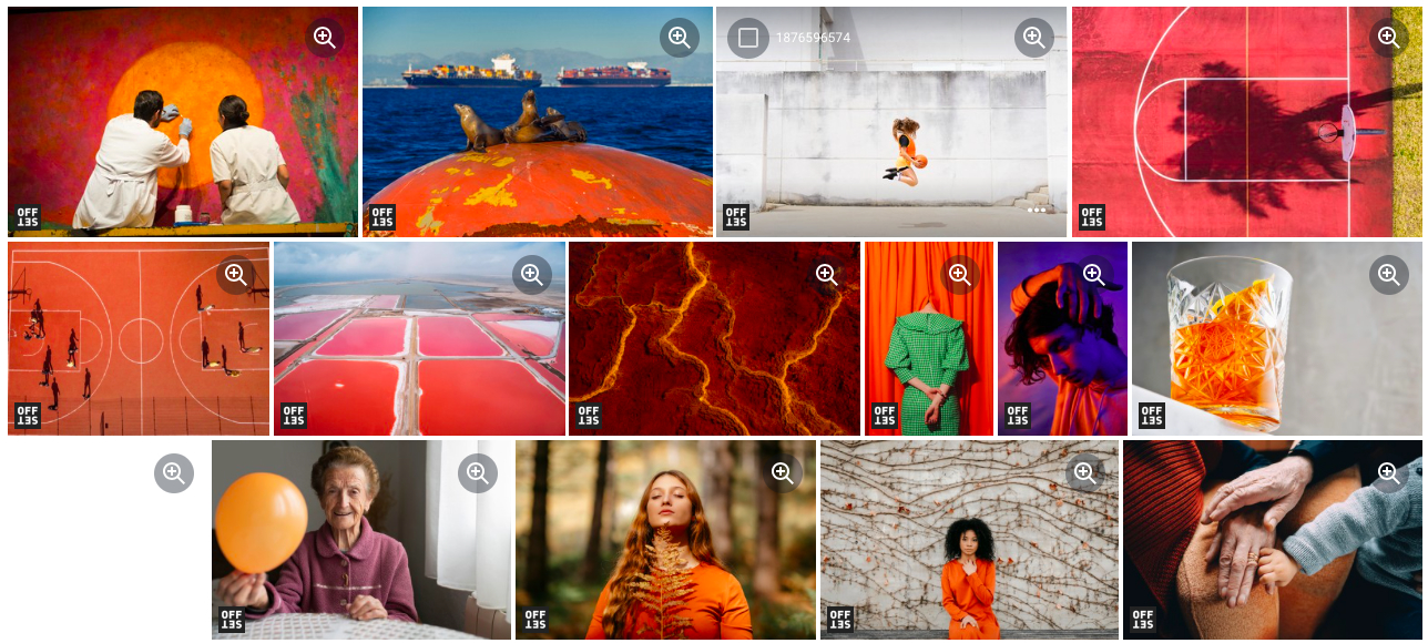 On a lighter, but still conceptual note, a photo + illustration gallery based entirely on the color orange  |  Photo research + edit for Shutterstock, 2022