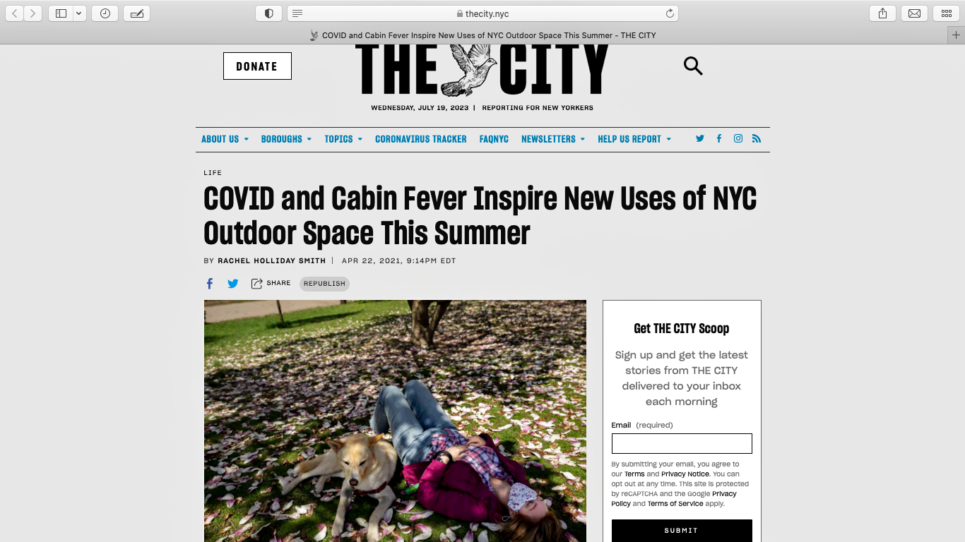 New use of summertime pandemic outdoor spaces  |  Photo research + edit for THE CITY, 2021