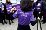 Rachel Freier (center,) founder of Ezras Nashim and a NYC Criminal Court Judge, joins other women by Gravesend Park in Brooklyn, New York to welcome their first ambulance on October 25, 2020. Ezras Nashim is the first all-female volunteer EMT corps aimed at servicing Orthodox Jewish communities of women. (Photo by: Yana Paskova for The New York Times/the National Geographic Society)