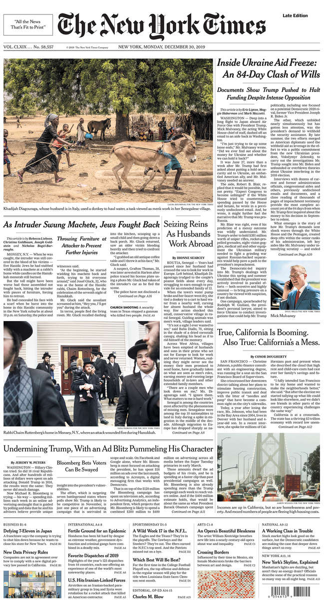 The New York Times front page(second photo from top)