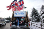 Jim Wilson, 68, from Buckingham, Virginia, who has followed Republican Presidential candidate Mitt Romney (R-MA) since the Iowa State Fair, waits for him to arrive to the Ingham Lincoln Day Breakfast at the Chisholm Hills Banquet Center in Lansing, Michigan on Saturday, February 25, 2012. (For The New York Times)