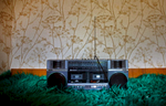 A radio sits on a bedspread in Bregovo, Bulgaria, on August 2008. 