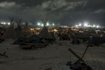 DAPL floodlights line the north end of the Oceti Sakowin camp at Standing Rock, N.D.