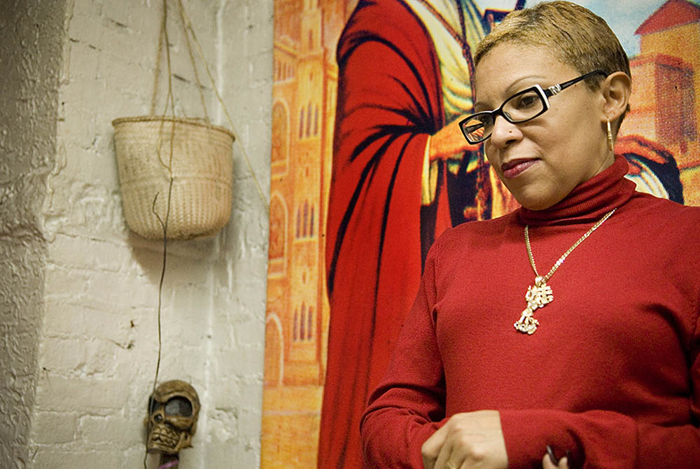 Mambo Yvette, initiated High Priestess in Haitian Voodoo. Mambo Yvette and her husband Odalis own Botanica Santa Ana. Mambo Yvette is a native New Yorker whose parents immigrated from Santo Domingo. She practices traditional Dominican and Haitian Voodoo. She is also a mother in Palo Mayombe, and is well versed and practiced in Santeria.
