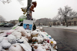 Snow falls on Michael Brown's memorial on Canfield Drive in Ferguson on Sunday, Nov. 16, 2014.  It has been 100 days since Michael Brown was shot and killed by a police officer on Aug. 9th.Photo By David Carson, dcarson@post-dispatch.com