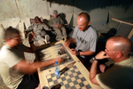 Afghanistan Five Years Later-Down Time-Members of the Missouri National Guard relax during some down time from their mission of training of the Afghan National Army in Kandahar.  The Americans fight side by side with Afghans but sleep and live on their own base seperate from the Afghans.