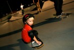 Click here to view--Benjamin Lomax, 2, first began skate boarding about a year ago when his father Johnnie Lomax put him on a board.  At the skate park cries of {quote}look at him{quote} come rolling out of the crowd gathered along the sides.