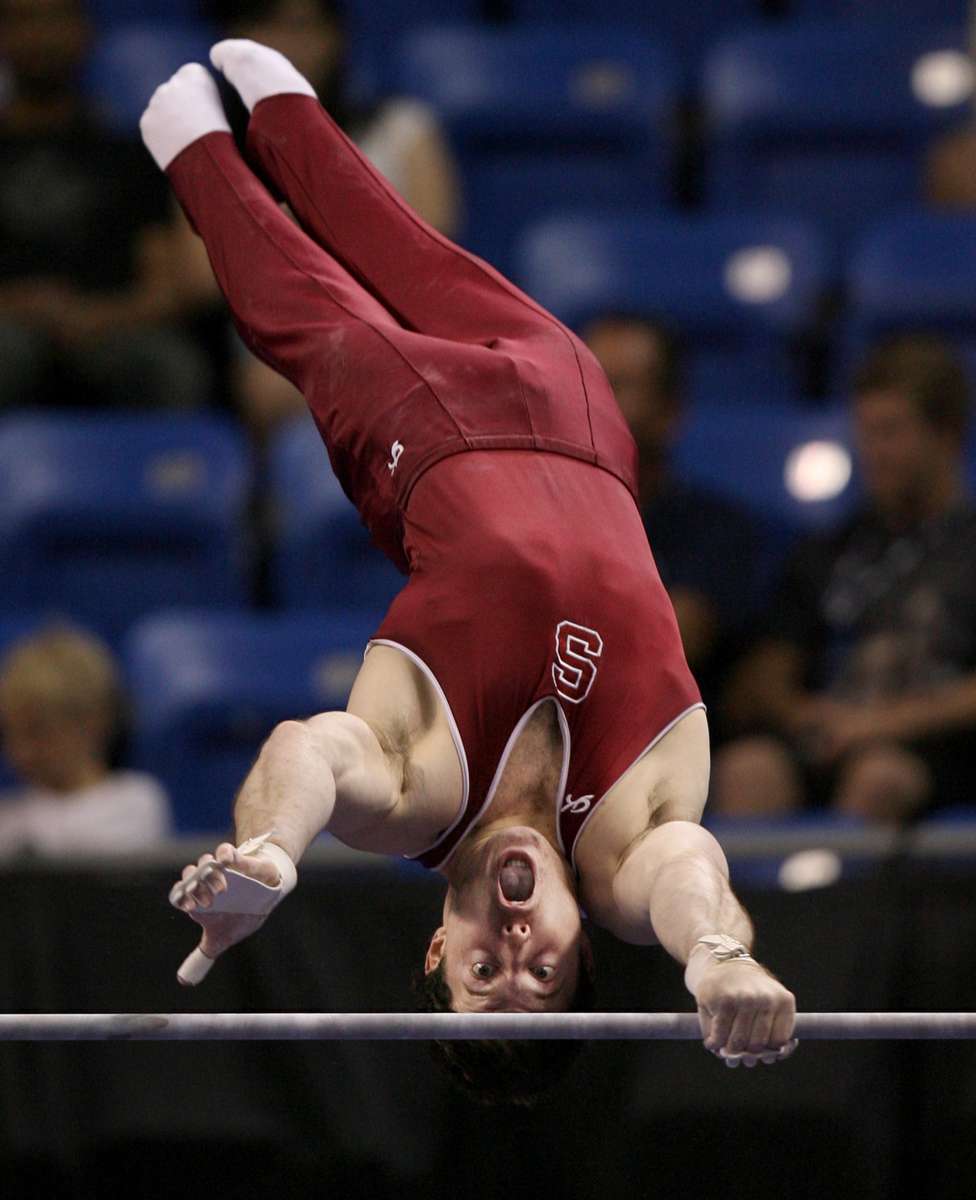 Ryan Lieberman, from Stanford, grasps for the bar as he does his routine on the high bar during the 2012 Visa Championships, USA Gymnastics' national championships in St. Louis on Thursday, June 7, 2012.  Lieberman finished in 16th place on the first day.Photo By David Carson, dcarson@post-dispatch.com