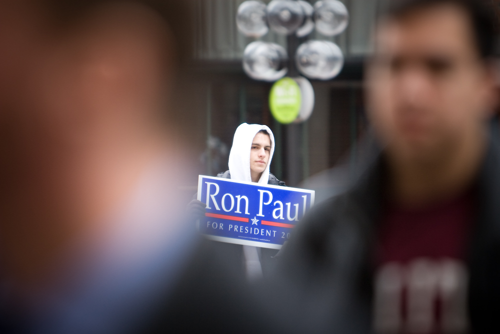 A lone supporter of former presidential candidate Ron Paul.