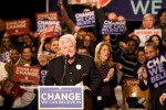 Sen. Ted Kennedy (D-MA) supports Sen. Barack Obama at a rally.