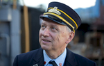 Frank Moscatelli, a physics professor at Swarthmore College, volunteers as a conductor on the West Chester Railroad.