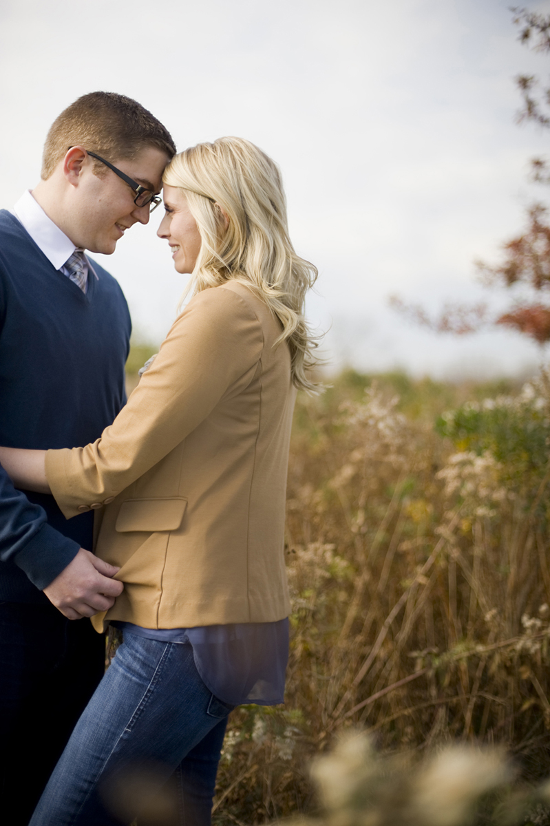 Fall portrait of couple in Liberty State Park. Jersey City wedding photographers