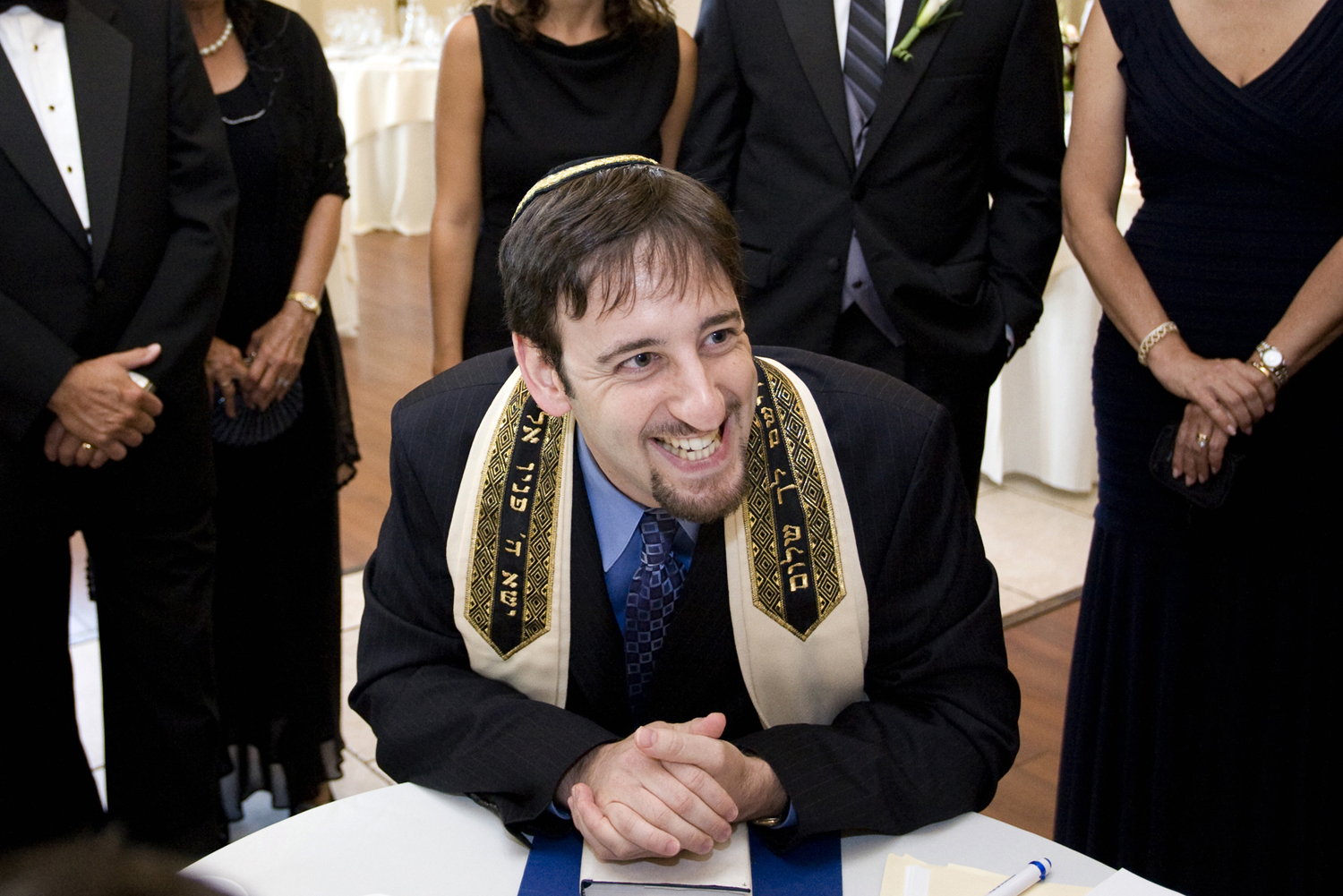 Rabbi preforms ketubah ceremony at Jewish Wedding ceremony at Stone House at Stilring Ridge