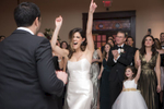 bride and groom dancing at wedding reception at Temple Emanu-El in Closter