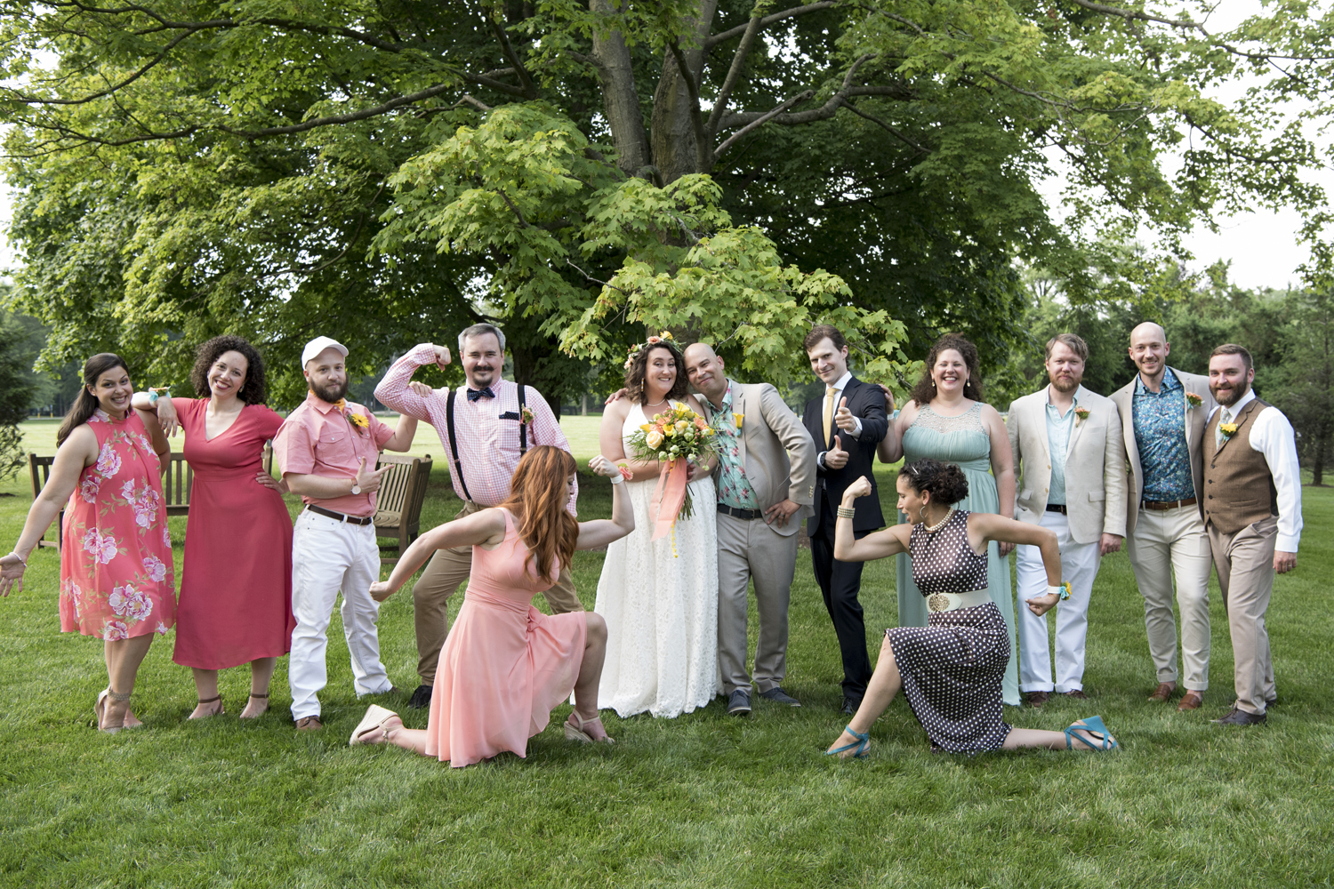 Colorful and creative wedding party in New Jersey. NJ wedding photographer