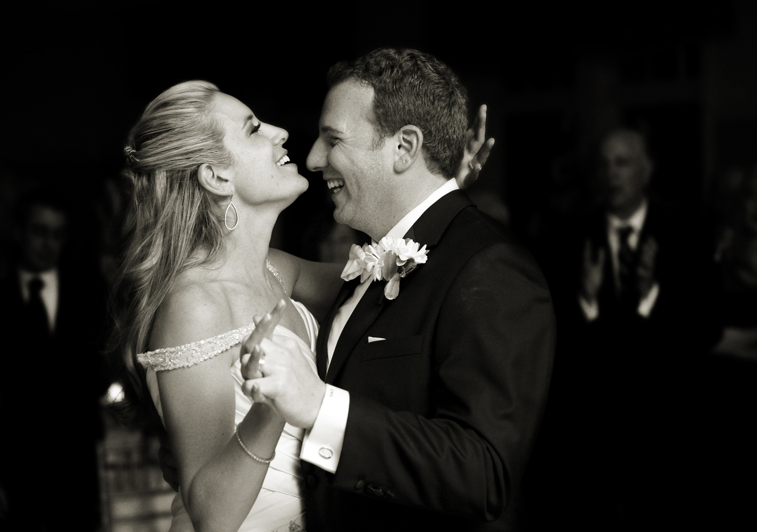Bride and groom's first dance as married couple at their wedding at Harbor Links Country Club. NYC wedding photographers