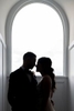 bride and groom silhouetted at Hudson House in Jersey City