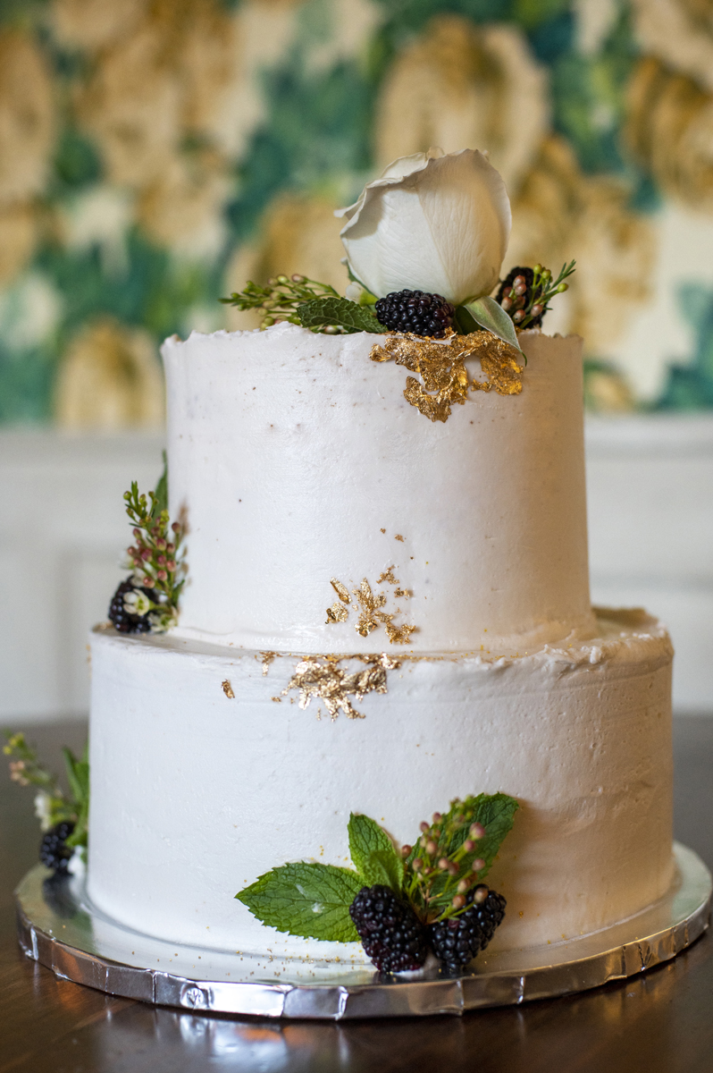 Intimate Jersey City wedding reception with cake