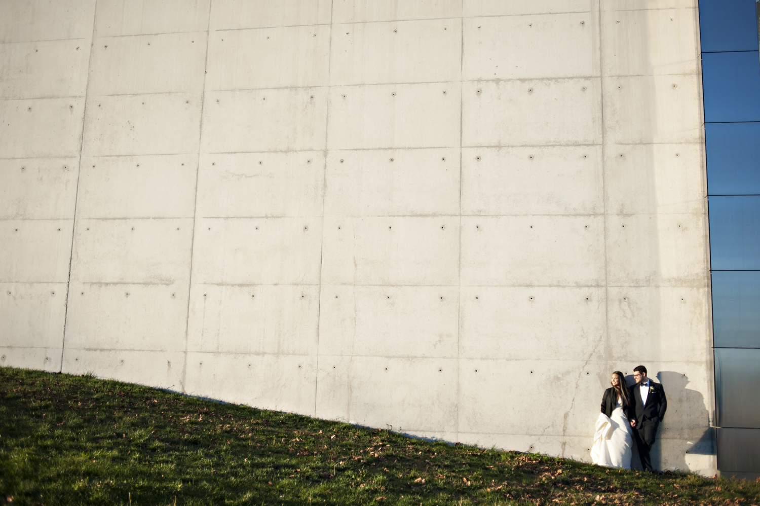 bride and groom portrait in Liberty State Park, Jersey City. NJ wedding photographers