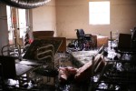 Thirty-four people died when flood waters from Hurricane Katrina innundated the St. Rita's Nursing Home in Violet, Louisiana. The waterline is clearly visible only inches from the ceiling. The owners, Salvador A. Mangano and Mable B. Mangano, were charged with 34 counts of negilgent homicide by the Louisiana attorney general for failing to evacuate the patients. 