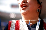 8/28/08 - Denver, CO - Invesco Field - Democratic National Convention - Susie Luna-Salda–a, a delegate from  Corpus Christi, TX, sported some patriotic bling at Invesco Field on the final night of the DNC. Senator Barack Obama will address an estimated crowd of 75,000 on the final night of the Democratic National Convention in Denver, CO on Thursday, August 28, 2008. Dina Rudick/Globe Staff. - OUTTAKE 