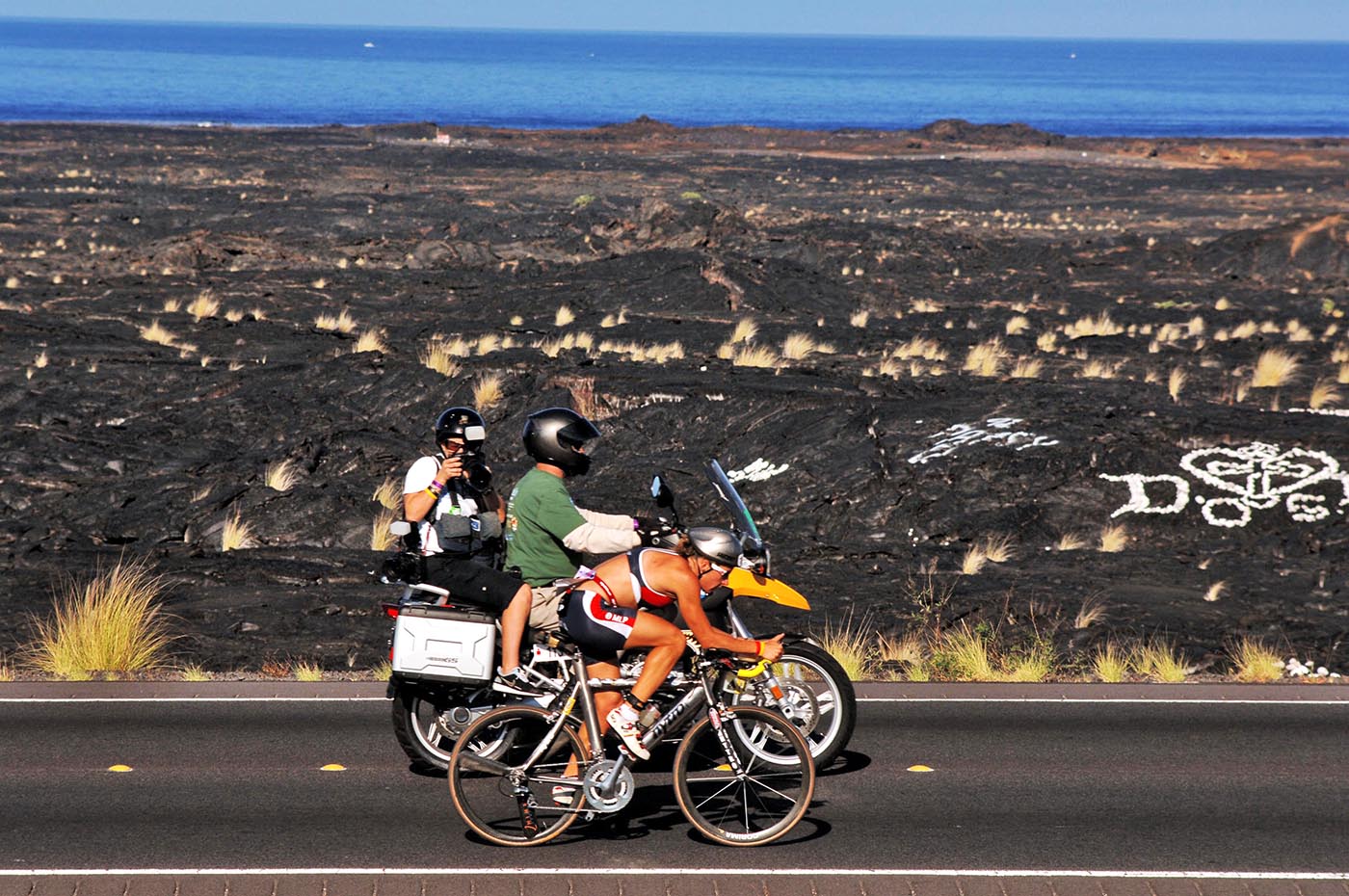Working the female pros at Ironman Hawaii