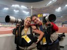 Erich and I getting ready for Usain Bolt and it was insanely hot...even at 10pm!