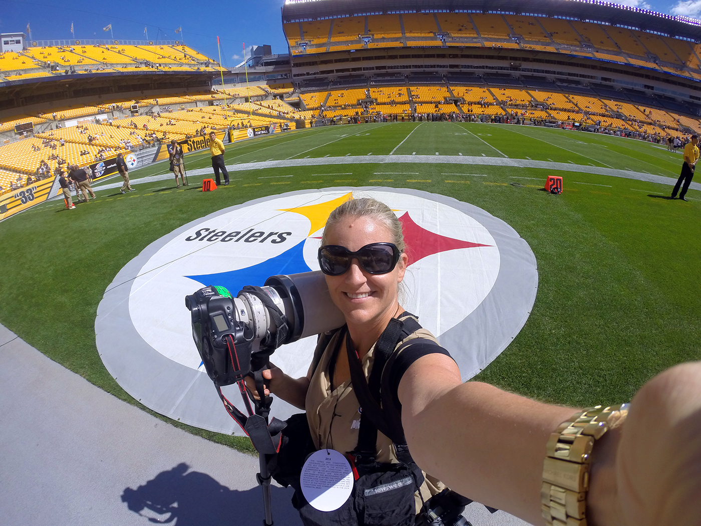 Getting ready to shoot the Steelers home opener against the Browns at Heinz Stadium in Pittsburgh, PA Sunday, Septemebr 7, 2014