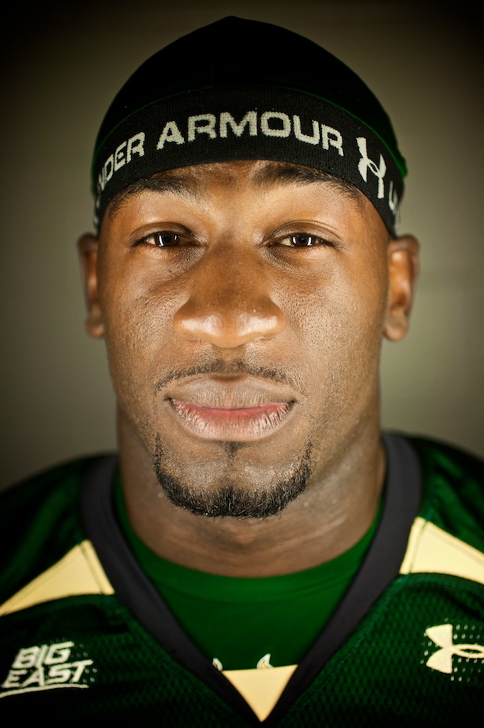 South Florida Defensive End George Selvie poses for a portrait during Media Day for the University of South Florida's football team at Raymond James Stadium.