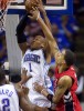 Orlando Magic guard Maurice Evans (1) is fouled by Toronto Raptors forward Jamario Moon (33) during Game Five of the NBA Playoffs at the Amway Arena.